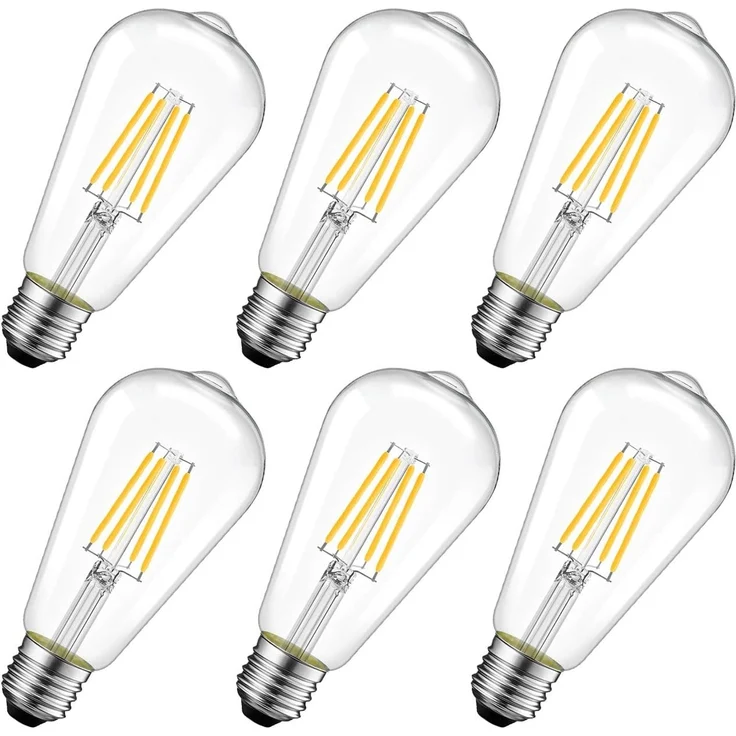 LVWIT 7.5W LED Glühbirne E27 Warmweiß erstezt 75W, Filament Retro Lampe 1055 lm, 2700K Warmweiß für Nostalgie und Retro Beleuchtung im Haus Café Bar (6er Pack) – Bild 1