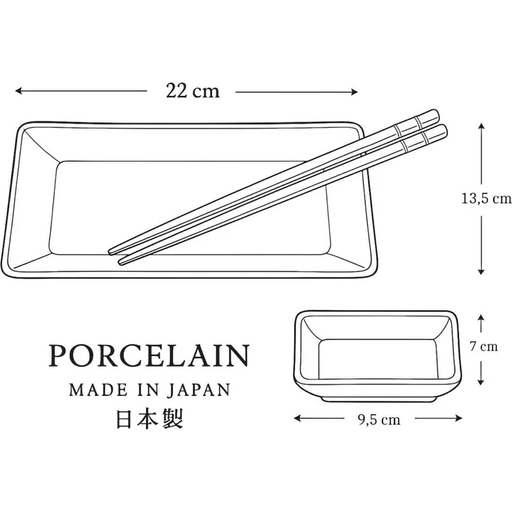 WestCraft Sushiteller SUSHI TELLER SET, Sushi Geschirr Set, Mehrteiliges Sushi-Set, (6 St), für 2 Personen Sushi-Teller, Schalen und Essstäbchen versch. Designs – Bild 4
