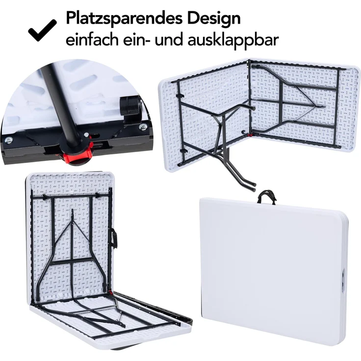 Brixy Klapptisch - Klapptisch - 180 x 70 x 74 cm - Campingtisch - Gartentisch - Tragbar - Weiß – Bild 9