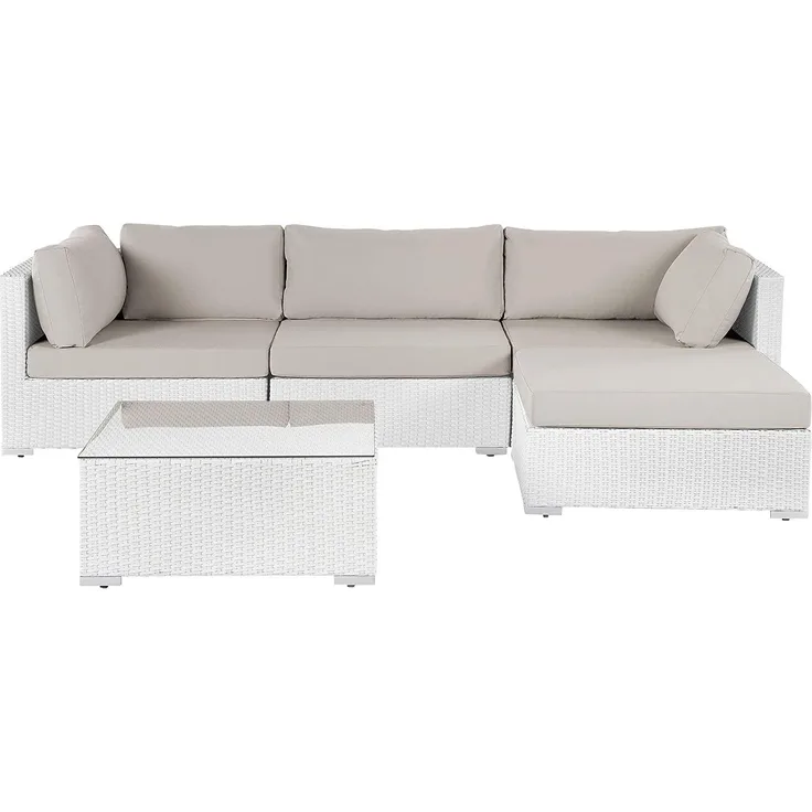 Ecksofa Lounge Set SANO Helles Beige Weiß