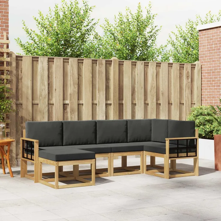 vidaXL Outdoor-Sofagarnitur 6 Stk. Weiß und Anthrazit Polyester 3387886