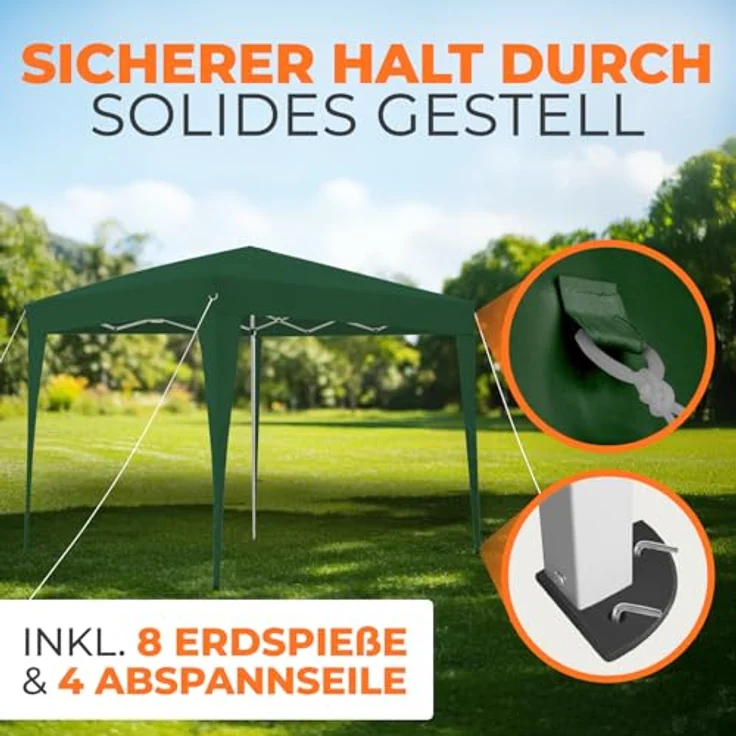 Kronenburg Faltpavillon wasserdicht Dachmaß 2x2 m UV Schutz 50+ Pavillon in Grün – Bild 6