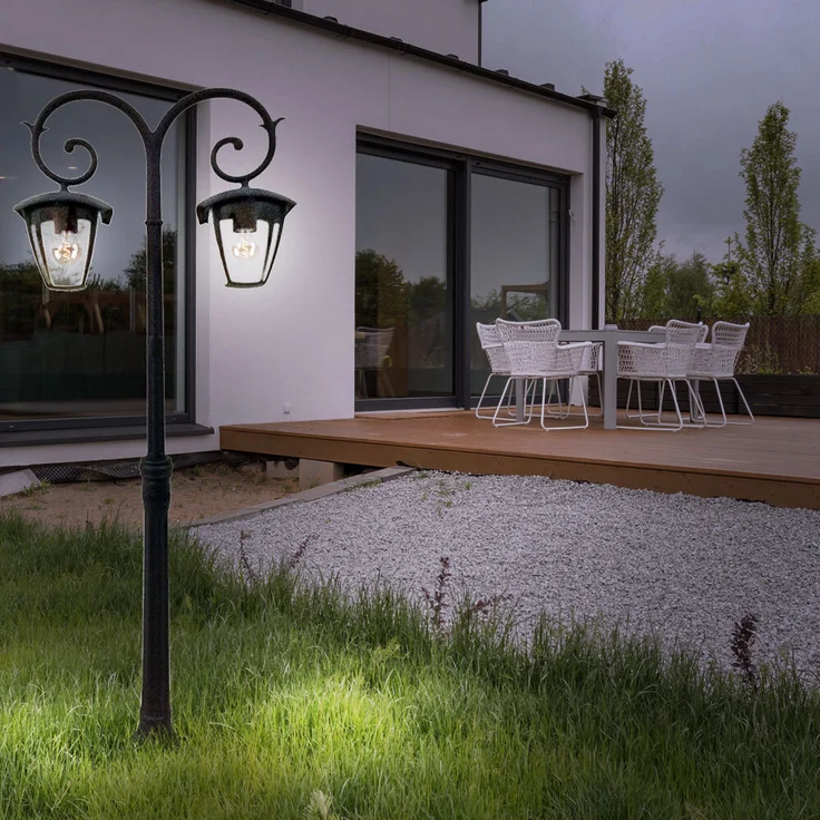 Stehleuchte, Aluminium, Glas, Laterne, H 141 cm – Bild 6