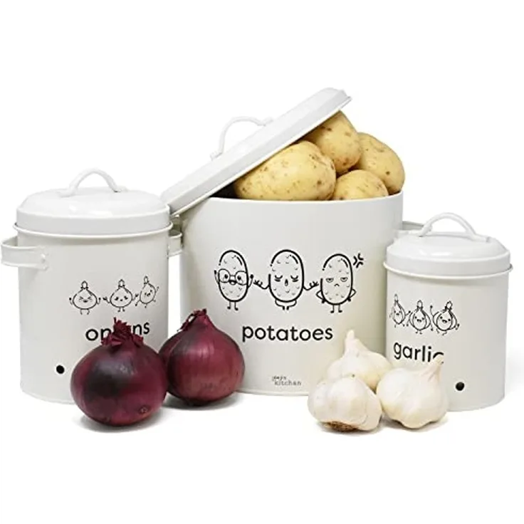 JOEJI’S KITCHEN AUFBEWAHRUNGSBOX Metall Cremeweiß 3er Set (H 19 x T 23 x B 22 cm)