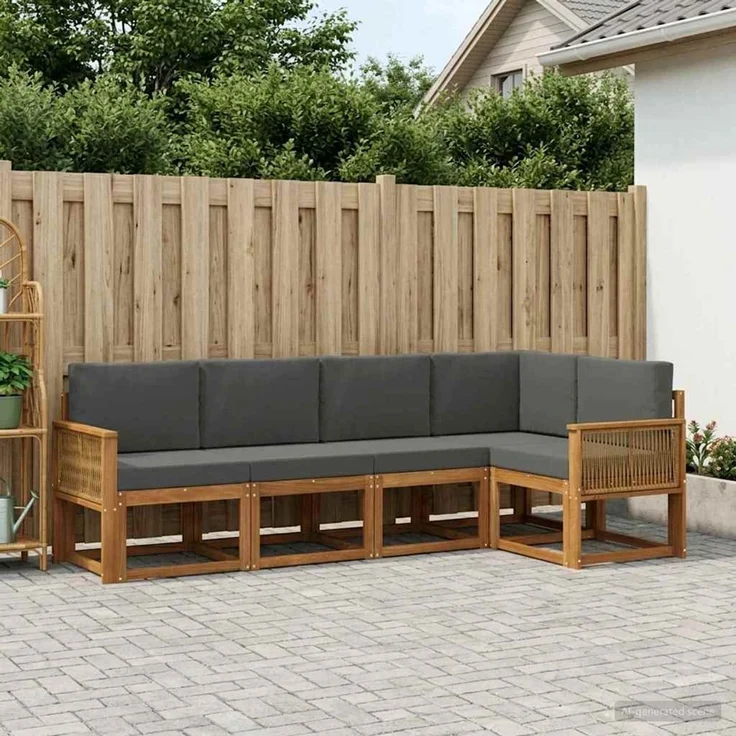 vidaXL Outdoor-Sofagarnitur 5 stk. 5-Sitzer Natur und Anthrazit 3385218 – Bild 1