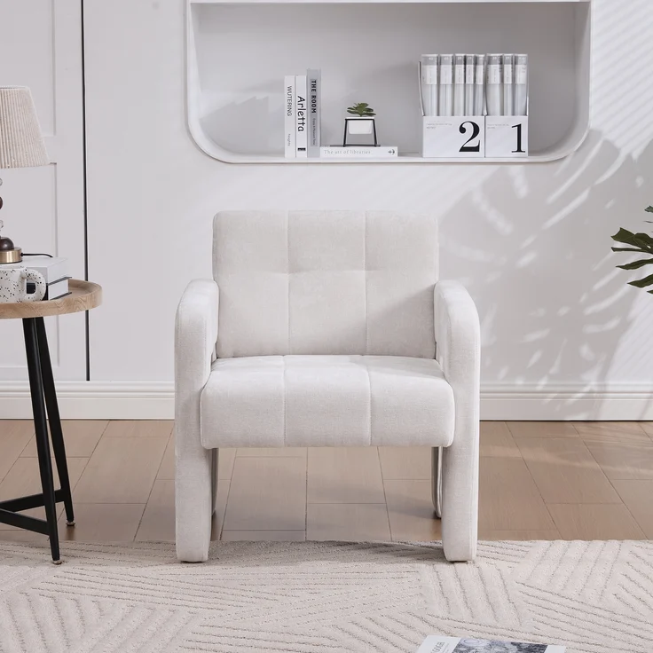 LVHOM Sessel Skandinavischer Stil, Polstersessel Cordstoff, Relaxsessel Einzelsessel Loungesessel, für Wohnzimmer, Büro, Schlafzimmer, Beige – Bild 9