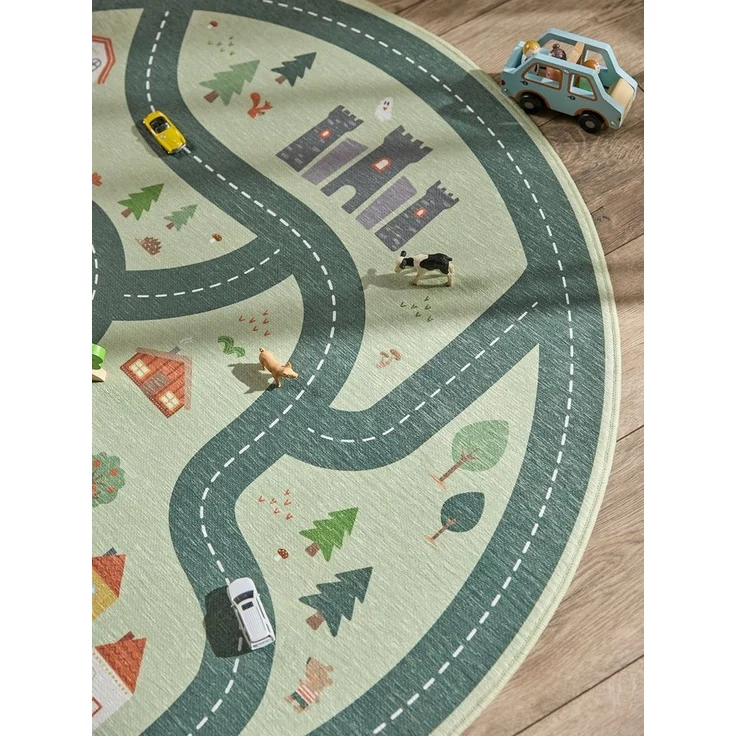 benuta Kinderteppich Linus, rund, Höhe: 5 mm, Kinderteppich, Teppich Kinderzimmer waschbar, Spielteppich – Bild 2