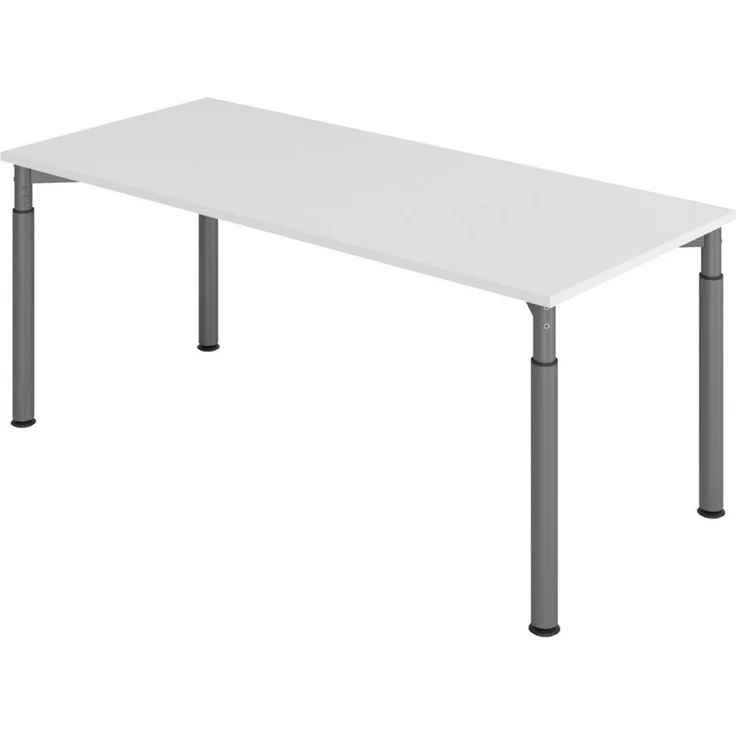 bümö Schreibtisch Serie-Y höhenverstellbar, Rechteck: 180 x 80 cm - Dekor: Grau - Gestell: Graphit – Bild 1