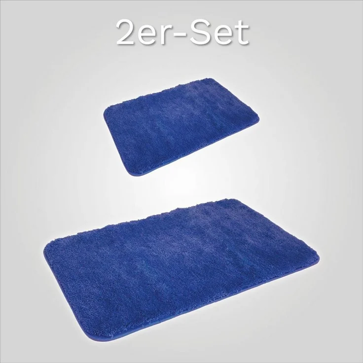 KiNZLER Badematte Chaozhou, Badvorleger, Badezimmer Teppich, Höhe 20 mm, rutschhemmend beschichtet, fußbodenheizungsgeeignet, Polyester, halbrund, 2er-Set halbrund 50x80 cm / rechteckig 60x100 cm, Badteppich, Uni Farben, weich, als rechteckig, rund & S... – Bild 2
