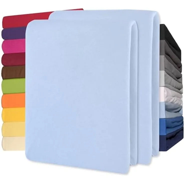 CelinaTex Jersey Spannbettlaken Lucina 180x200-200x200 cm Aqua blau 100% Baumwolle gekämmt bis 26cm Matratzenhöhe Oeko-TEX
