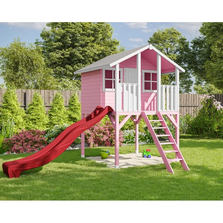 Stelzenhaus Tom / Toby mit Rutsche rot