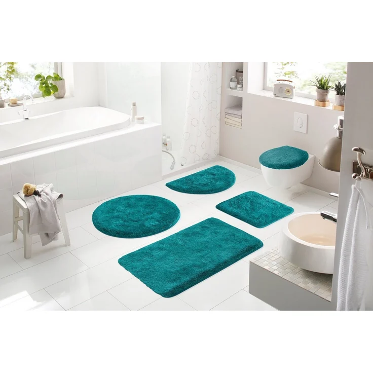Grund Badematte Melos, Badvorleger, Badezimmer Teppich, sehr weich, Höhe 27 mm, rutschhemmend beschichtet, fußbodenheizungsgeeignet, Kunstfaser, halbrund, melierte Optik, sehr weicher Flor, Melange-Effekt, Made in Europe – Bild 3