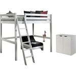 Hochbett >PINO< in Kiefer massiv weiß lackiert - 209x190x215 (BxHxT)