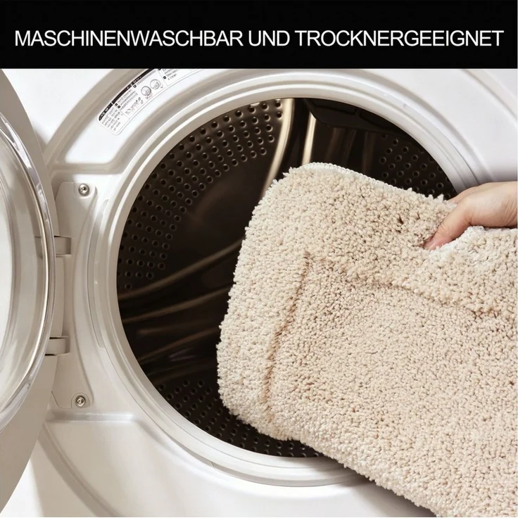 OTTO home Badematte Sanremo mit Rahmen, Badvorleger, Badezimmer, sehr weich, Hoch-Tief, Höhe 25 mm, rutschhemmend beschichtet, schnell trocknend, fußbodenheizungsgeeignet, Polyester, rechteckig, Badteppich, unifarben, rechteckig und als 3-tlg. Set erhä... – Bild 4