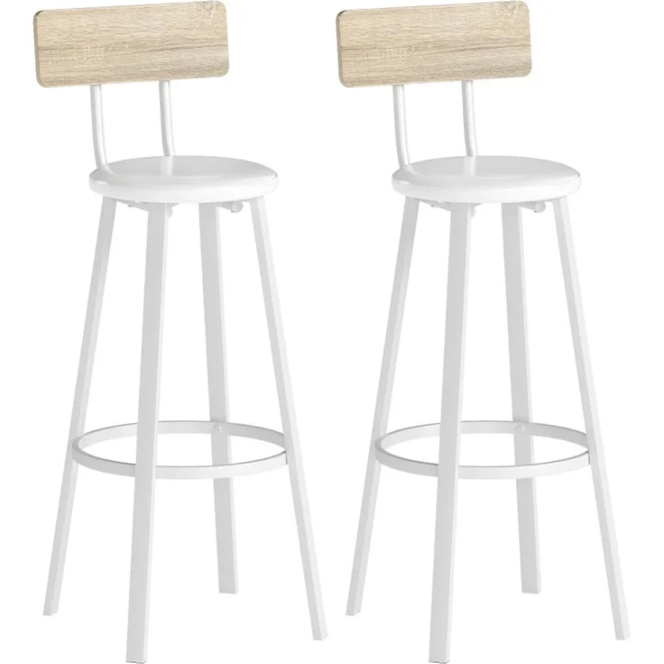 2‑er‑Satz Barstühle,Barhocker, Barhocker mit Rückenlehne und Fußstützen, 75,5 cm Sitzhöhe, Sitzpolster,für Theke und Küchenbar(nur mit 2pcs Barstühle)--Eiche, Weiß--41.5x36.5x99cm--YOUDENOVA – Bild 8