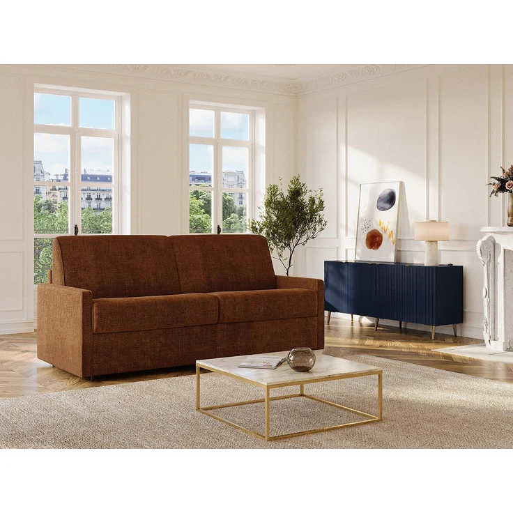 Vente-unique - CALIFE - Schlafsofa - Plastik - Kunststoff (PVC) - Terracotta - 156 x 223 x 97 cm – Bild 2