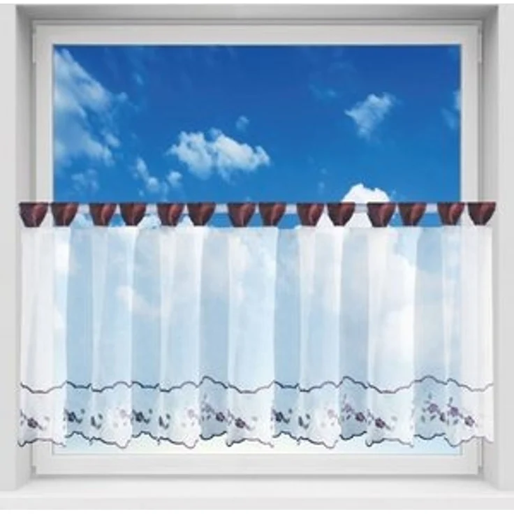 Bistrogardine mit Schlaufen ca. 150x45 cm Auswahl: weinrot - Blumen – Bild 6