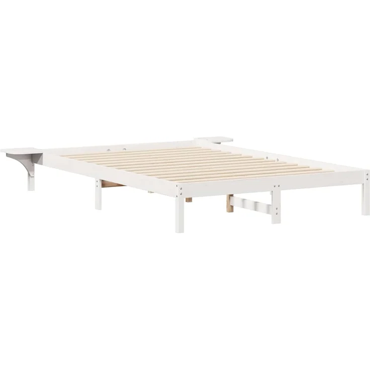 vidaXL Bettgestell mit Nachttischen Weiß 160 x 220 cm 873251 – Bild 1