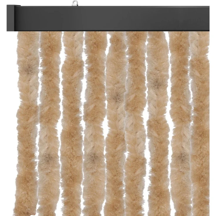 Flauschvorhang 80x220 cm in Unistreifen beige, perfekter Insekten- und Sichtschutz für Ihre Balkon- und Terrassentür, viele Farben – Bild 1