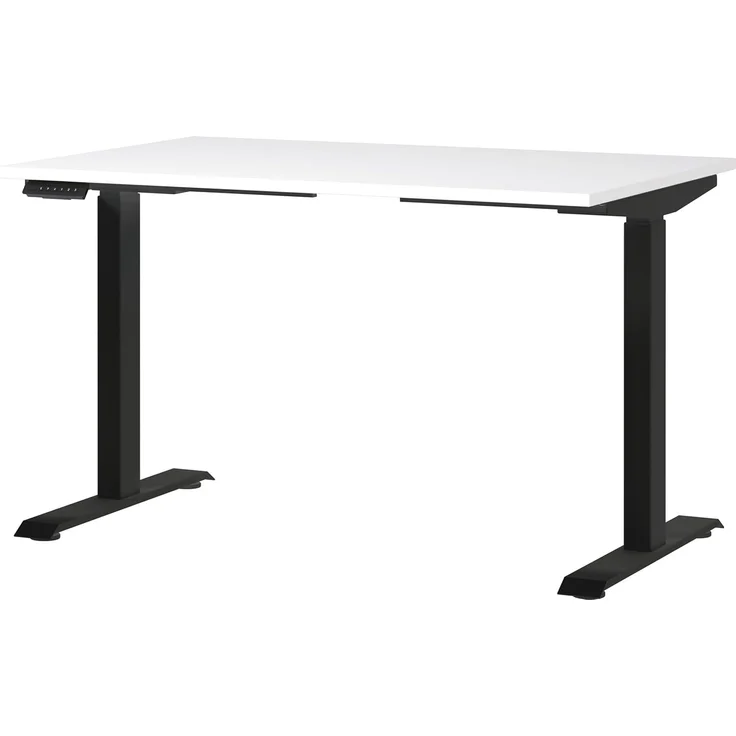 Germania Schreibtisch 7907-614, in Weiß/Schwarz, EL. höhenverstellb, 120 x 120 x 80 cm (BxHxT) – Bild 1