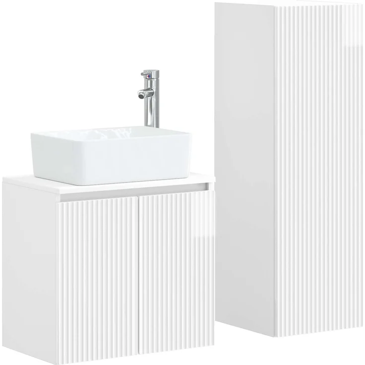vidaXL Badezimmerschrank-Set 2 stk. Hochglanz Weiß 33 x 34,5 x 100 cm 3406127 – Bild 2