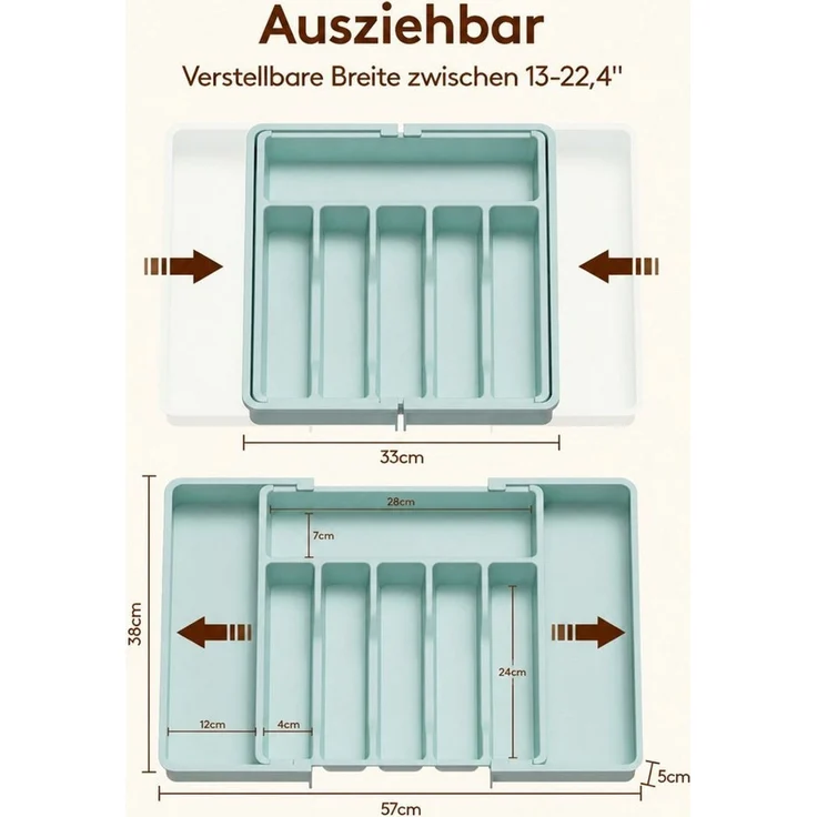 Lifewit Besteckeinsatz Besteckkasten für Schubladen, Verstellbarer Besteckhalter (1 St) – Bild 2