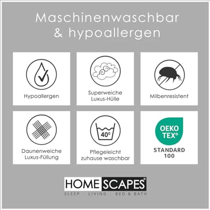 Homescapes Microfaserbettdecke Winterdecke 135x200 cm – Super-Mikrofaser Bettdecke, Wärmeklasse 4, Füllung: 100 % Polyester (Super-Mikrofaser) – Bild 8