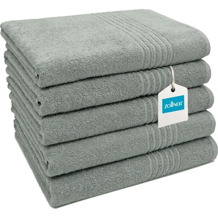 ZOLLNER Duschtuch 5er Set, Baumwolle, 70x140 cm, grau – Bild 1