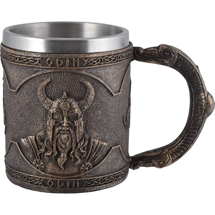 Vogler 816-934 Wikinger Krug Odin mit Metalleinsatz Becher Odin Nordmänner