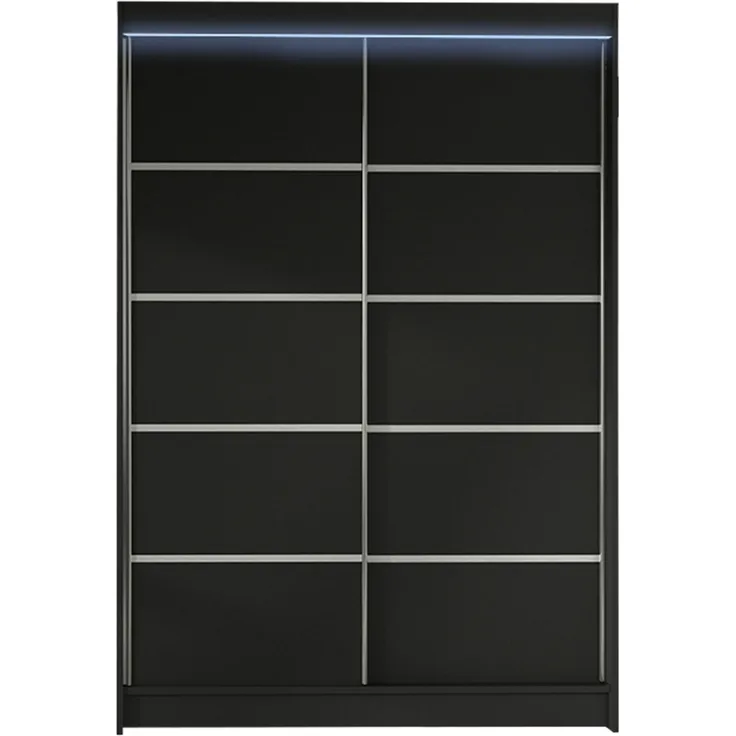 Kleiderschrank Lino IV, mit RGB LED Beleuchtung, Farbe: Schwarz
