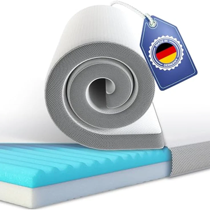 EVAN BROWNS Matratzentopper DUO, 7-Zonen Komfort 80 x 200 cm, 7 cm hoch, Memory Foam, wahlweise H2/H3, waschbarer Bezug – Bild 1