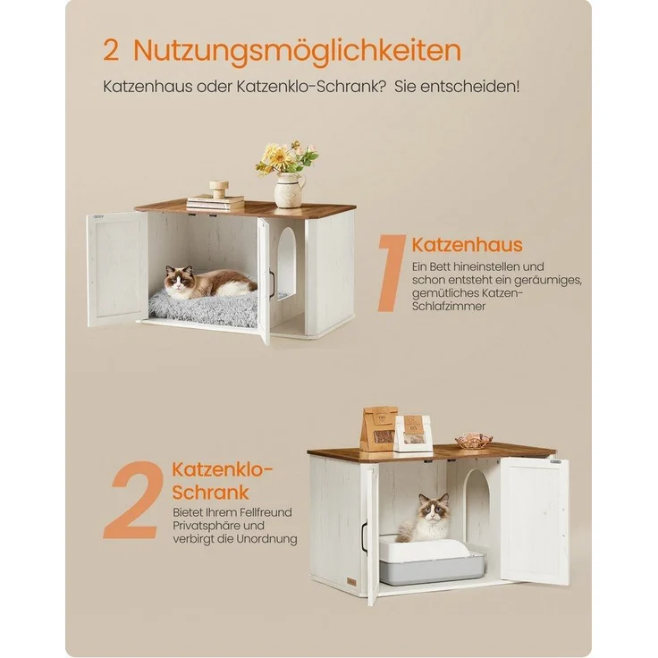 FEANDREA Katzentoilette, Katzenhaus, Katzenklo-Schrank, Vordereingang mit Doppeltür – Bild 2