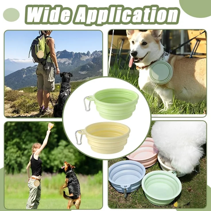 ABC Silikon-Reisenapf, 2er-Set, 350 ml, faltbar, für Hunde & Katzen – Bild 5