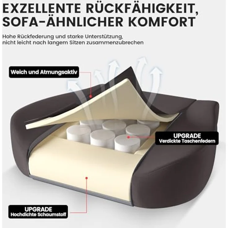 GTPLAYER Gaming-Stuhl Ergonomischer Gaming Sessel Schreibtischstuhl mit Stoffoberfläche (Pacekung), Federsitzkissen mit Fußstütze – Bild 7