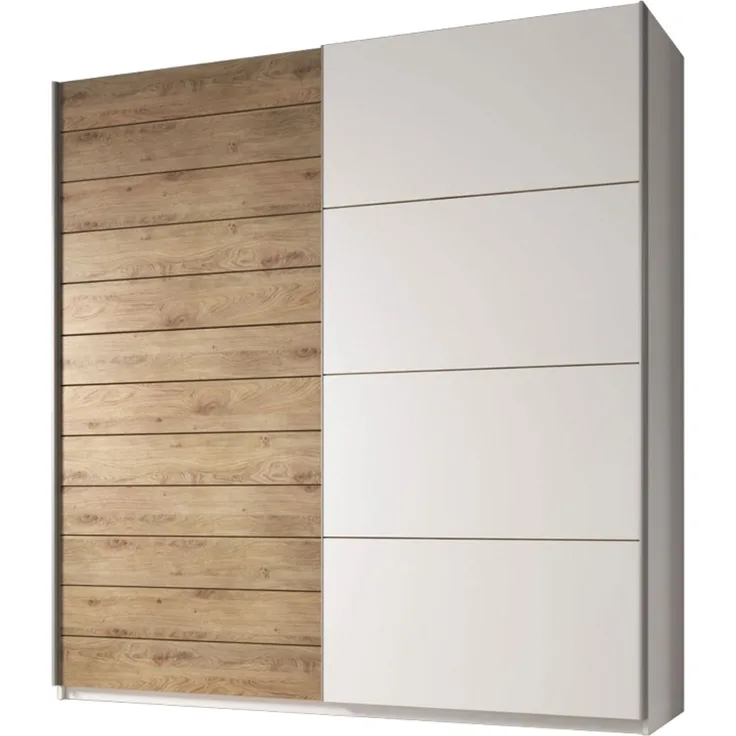 Schwebetürenschrank GALAXY Kleiderschrank 200x61x210cm weiß Eiche Beaufort