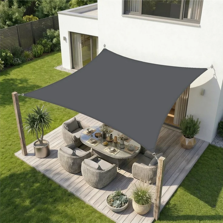 Sekey Sonnensegel Wasserdicht Rechteckig Sonnenschutz UV Schutz Balkon Terrasse Garten, BxT: 200 x 300 cm, Anthrazit – Bild 5