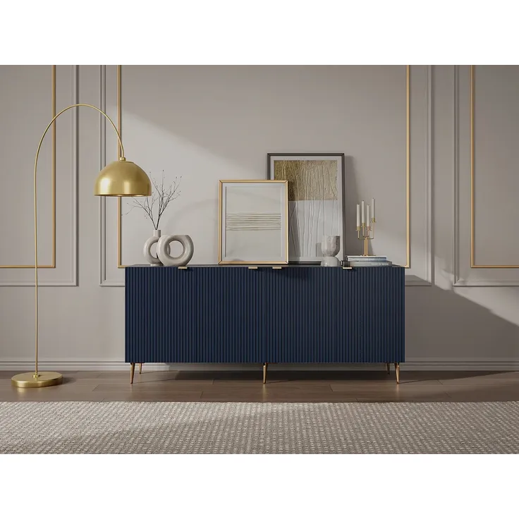 Vente-unique - YESINIA Sideboard Holz, Platte Blau - B 45 cm x H 80 cm x L 190 cm