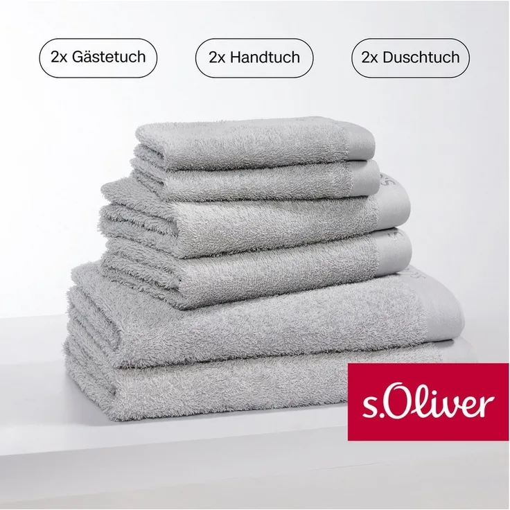 s.Oliver Handtuch Set s.Oliver, Premium Qualität, 600 gr/m², Walkfrottier (Set, 6-St), 2 Gästetücher 30x50, 2 Handtücher 50x100, 2 Duschtücher 70x140