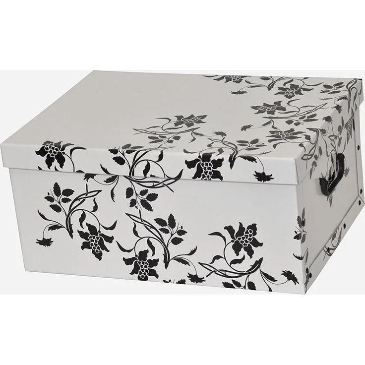 Kreher Aufbewahrungsbox Aufbewahrungsbox, Dekokarton - Motiv: Blumen Barock, Weiss – Bild 2