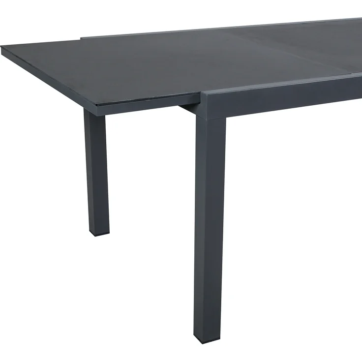 greemotion Ausziehtisch Grenada Aluminium wetterfest stabil Glas mit Keramik-Look 160-240x75x90 cm dunkelgrau – Bild 8
