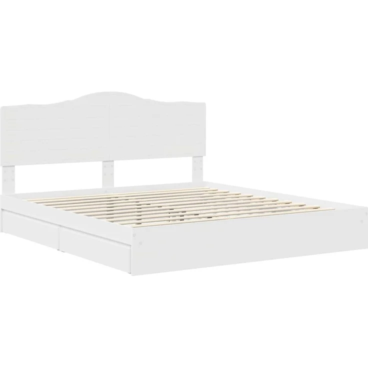 vidaXL Aufbewahrungsbett mit Kopfteil Weiß 180 x 200 cm Holzwerkstoff 3413478 – Bild 3