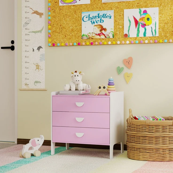 AIYAPLAY Kinderkommode, MDF, Rosa, 60L x 40B x 60H cm – Bild 8