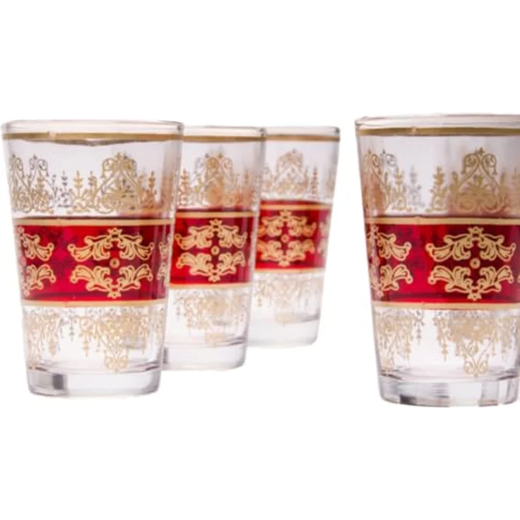 Marrakesch Orient & Mediterran Interior Teeglas 6er-Set marokkanische Teegläser Marrakesch aus verziertem Glas Rot 9cm, 6-tlg, Glas, Handarbeit – Bild 2