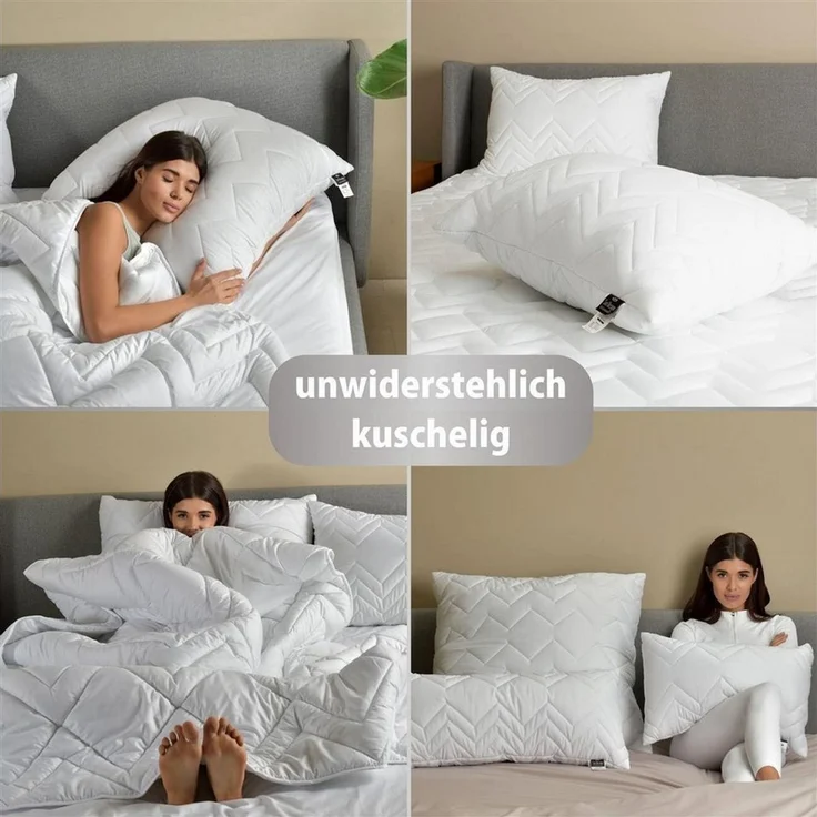SEI Design Microfaserkissen Kissen Zierkissen Dekokissen Sofakissen 60x60 Doppelpack, Füllung: 100% Mikrofaser, Bezug: Mikrofaser, Seitenschläfer, Rückenschläfer, Bauchschläfer, 2-er SET, Schlafkissen gesteppt mit Reißverschluss Kochfest 95° – Bild 3