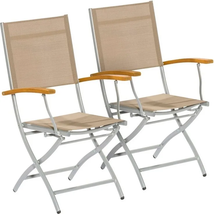 MERXX Gartensessel Naxos (Set, 2-St), 2er Set, Eukalyptusholz/Textil, klappbar, grau