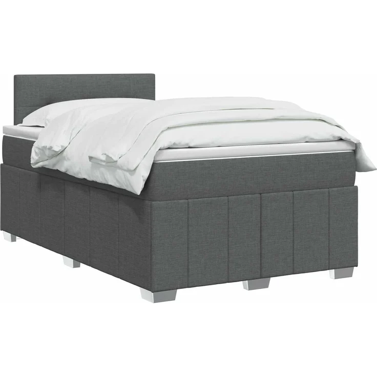 vidaXL Boxspringbett mit Matratze Dunkelgrau 120x200 cm Stoff 3452650 – Bild 3
