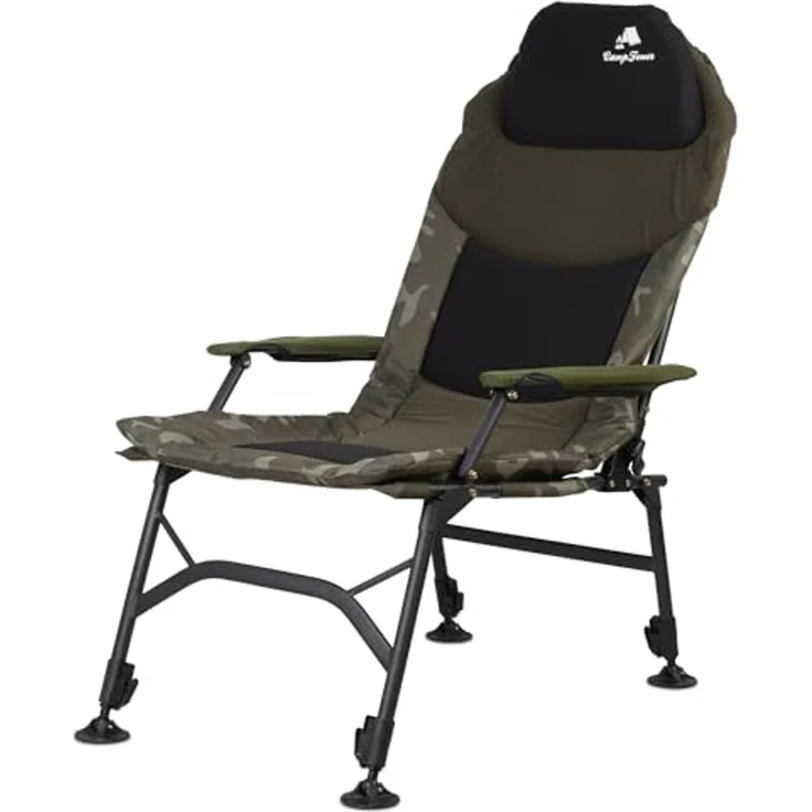 CampFeuer Angelstuhl Angelstuhl, Camouflage olivgrün, Höhenverstellbarer Campings, Extra breite Schlammfüße verhindern das Einsinken in den Sand/Schlamm – Bild 1