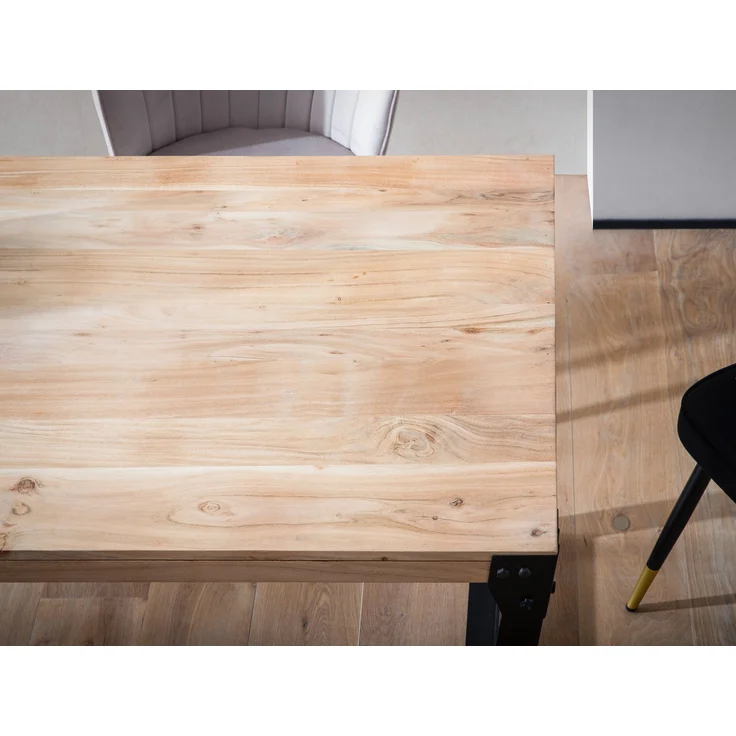 FineBuy Esstisch rechteckig Akazie Massivholz – Esszimmertisch im Industrial Design mit Metallgestell, Holz Küchentisch massiv – Bild 4
