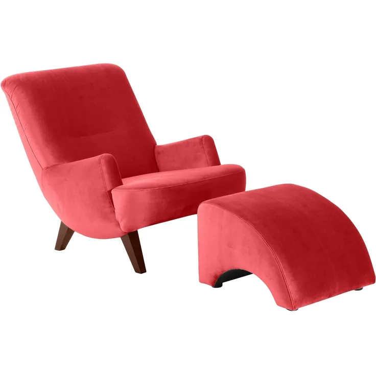 Sessel Kajsa 71x80x101 Bezug Samtvelours Buche nussbaum/rot