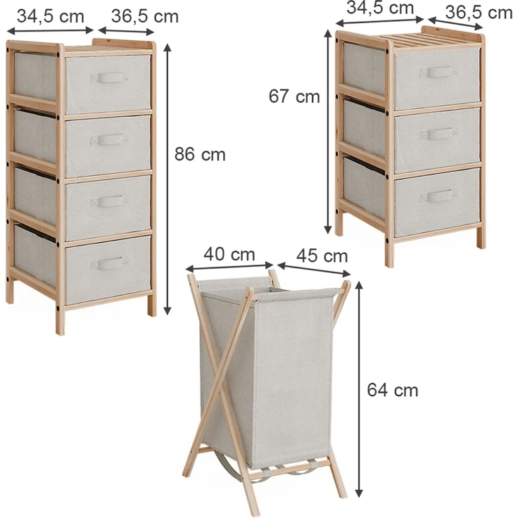 Badmöbel-Set Bruno Beige 3 Teile Vicco – Bild 3